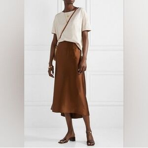 Japna Suntanned Bronze Silk Slip Midi Dress